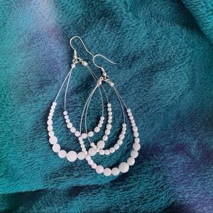 NWOT White Pearl Hoops